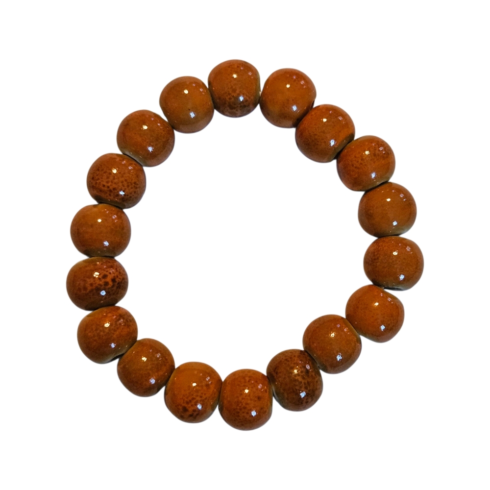 Handmade Rust Colored Ceramic Beaded Bracelet
